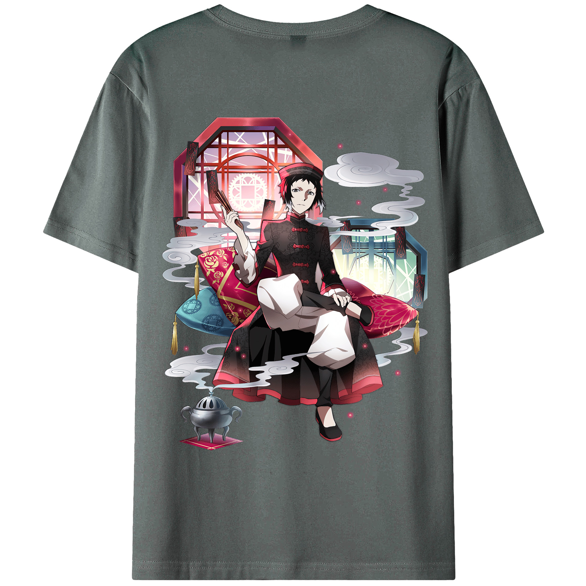 （画像用） 文豪ストレイドッグス Bungo Stray Dogs 綿100％ メンズ半袖Tシャツ（バックプリント） 通気性